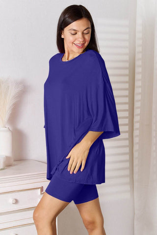 Basic Bae Full Size Soft Rayon Three-Quarter Sleeve Top and Shorts Set - Just Believe Boutique