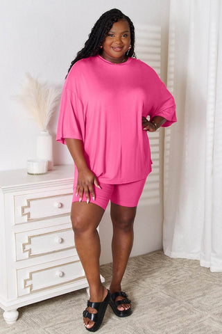 Basic Bae Full Size Soft Rayon Three-Quarter Sleeve Top and Shorts Set - Just Believe Boutique