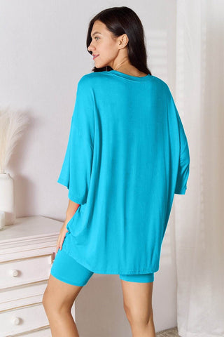 Basic Bae Full Size Soft Rayon Three-Quarter Sleeve Top and Shorts Set - Just Believe Boutique