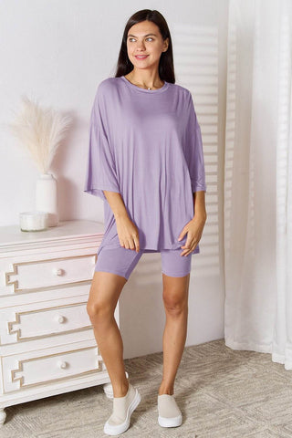 Basic Bae Full Size Soft Rayon Three-Quarter Sleeve Top and Shorts Set - Just Believe Boutique
