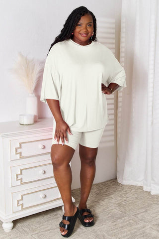 Basic Bae Full Size Soft Rayon Three-Quarter Sleeve Top and Shorts Set - Just Believe Boutique