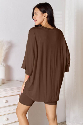 Basic Bae Full Size Soft Rayon Three-Quarter Sleeve Top and Shorts Set - Just Believe Boutique