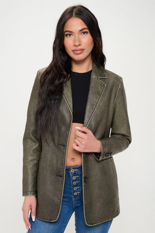 Vegan Leather Blazer