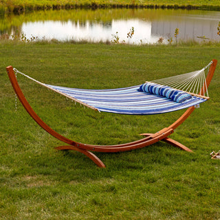 Sunnydaze Decor - Wooden Arc Hammock Stand with Hooks and Chains - 12 ft