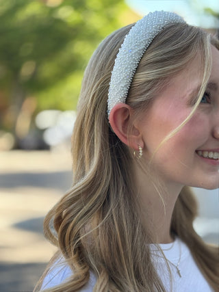 Beaded In Art Headband: White – model photo
