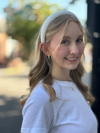 Beaded In Art Headband: White – model photo
