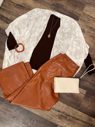 Beige Stripe Sheer Kimono – flat lay