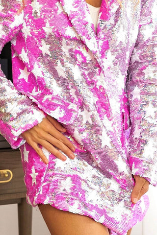 BiBi Star Pattern Sequin Blazer - Just Believe Boutique