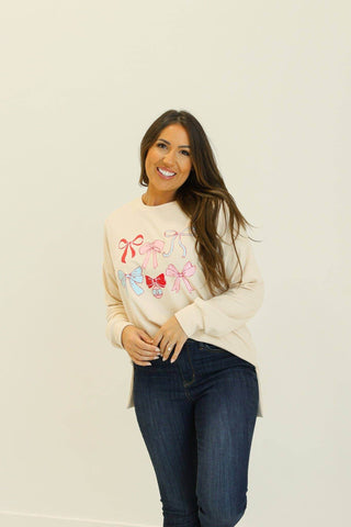 Bows Fleece Sweatshirt - Just Believe Boutique