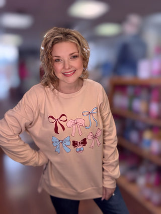 Bows Fleece Sweatshirt - Just Believe Boutique