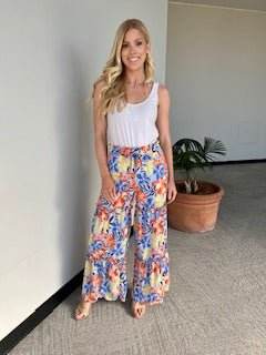 Bright Tropical Print Palazzo - Just Believe Boutique