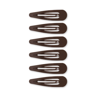 TELETIES Brown snap clips, 6 count, arranged in a row