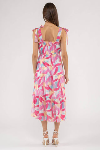BRUSH STROKE DRESS: BLUE - Just Believe Boutique