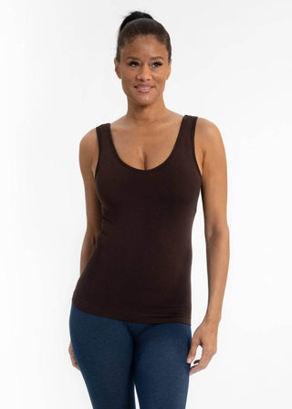 Built-In-Bra Tank: Chocolate - Just Believe Boutique