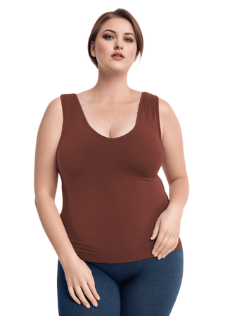 Built-In-Bra Tank - Curvy Fit: Cherry Cola - Just Believe Boutique