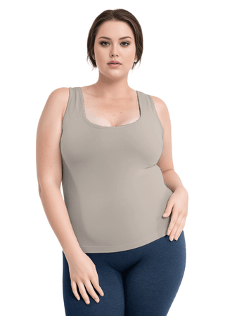 Built-In-Bra Tank - Curvy Fit: Sand - Just Believe Boutique
