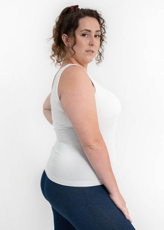 Built-In-Bra Tank - Curvy Fit: Tan - Just Believe Boutique
