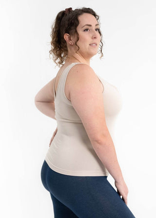 Built-In-Bra Tank - Curvy Fit: Toffee - Just Believe Boutique
