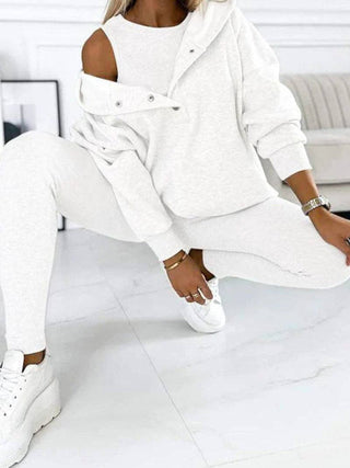 Buttoned Hoodie 3 Pc Set - Just Believe Boutique