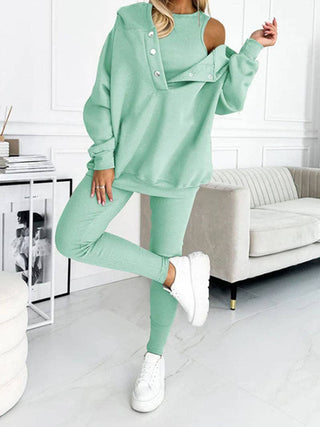 Buttoned Hoodie 3 Pc Set - Just Believe Boutique