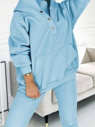 Buttoned Hoodie 3 Pc Set - Just Believe Boutique