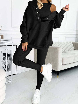 Buttoned Hoodie 3 Pc Set - Just Believe Boutique