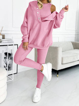 Buttoned Hoodie 3 Pc Set - Just Believe Boutique