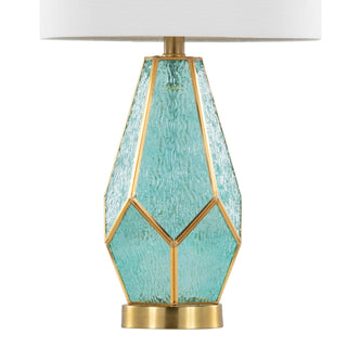 LumiSource Geo Rain Glass Table Lamp Set in Gold