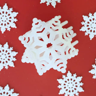 TELETIES white glitter snowflake flat hair clip with raised cutout pattern