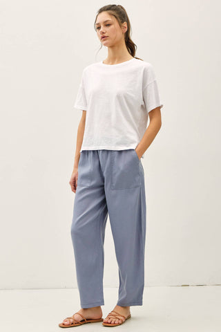 TENCEL LINEN BLEND BARREL TAPERED PANTS