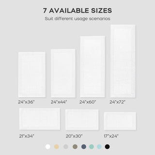 Olliix - Reversible Cotton Bathroom Rugs, Bath Mat Washable Rug White