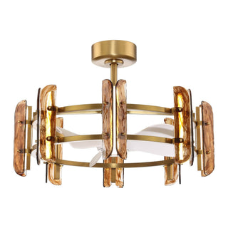 Brio Lighting - Ceiling Fan Modern 32" Perimost 3-Blade Gold Glass LED Light