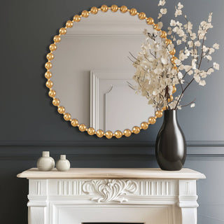 Round Iron Framed Wall Mirror – Gold Decor