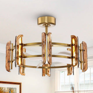 Brio Lighting - Ceiling Fan Modern 32" Perimost 3-Blade Gold Glass LED Light