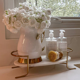 Godinger - Oval Marble Tray with Gold Stand