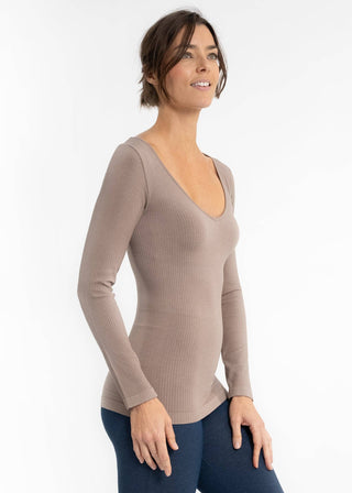 ELIETIAN - Ribbed Long Sleeve Top