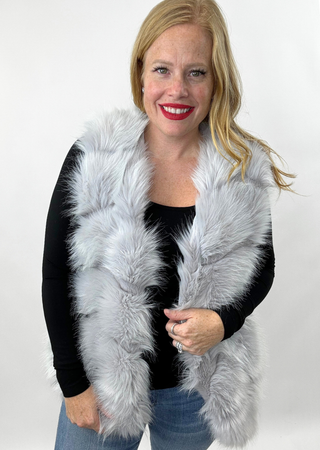 Posh Faux Fur Vest: Light Grey