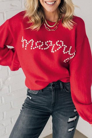 Red Merry Pearl Sweater