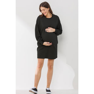 Crew Neck Sweater Dress with Pockets