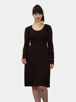 Knee Length Long Sleeve Dress: Burgundy