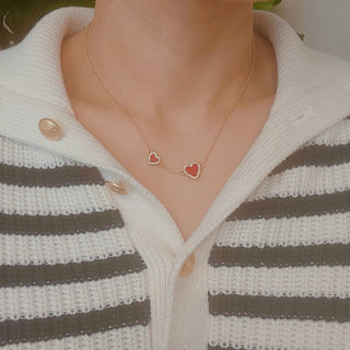 Double Hearts Necklace for Lovers