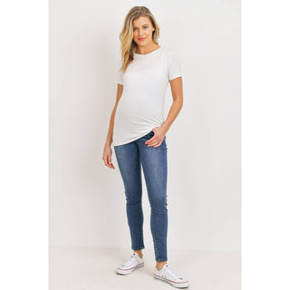 Stretch Maternity Skinny Jeans With Elastic Belly Band