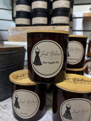 Just Believe Boutique Handmade Premium Soy Candle – Hot Apple Pie – product only