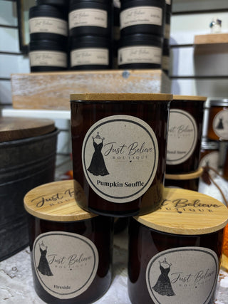 Just Believe Boutique Handmade Premium Soy Candle – Pumpkin Souffle – product only