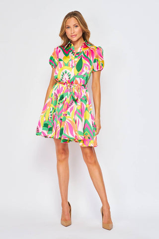 Retro Print Midi Dress