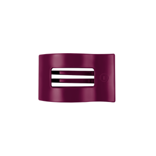Teleties small flat rectangle hair clip in Mulberry berry purple, side view