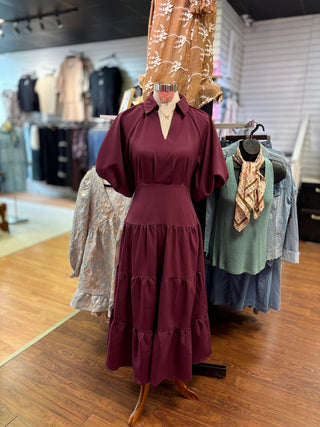 Tiered Midi Dress – Eggplant – lifestyle