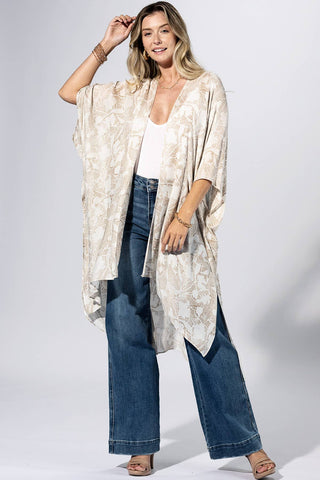Beige Stripe Sheer Kimono