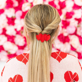 TELETIES Flat Hair Clip Tiny Red Heart for Comfort