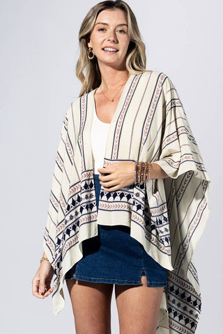 Indigo Geo Border Kimono